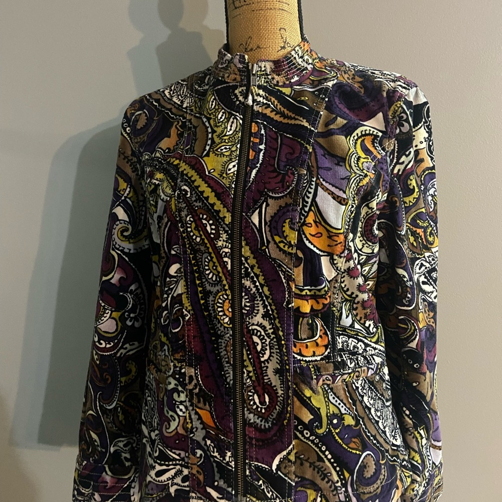 Chico's Vibrant Paisley Corduroy. Women’s  Sz 1 Jacket